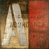 Abundance — abstract weathered cream vertical rust red background